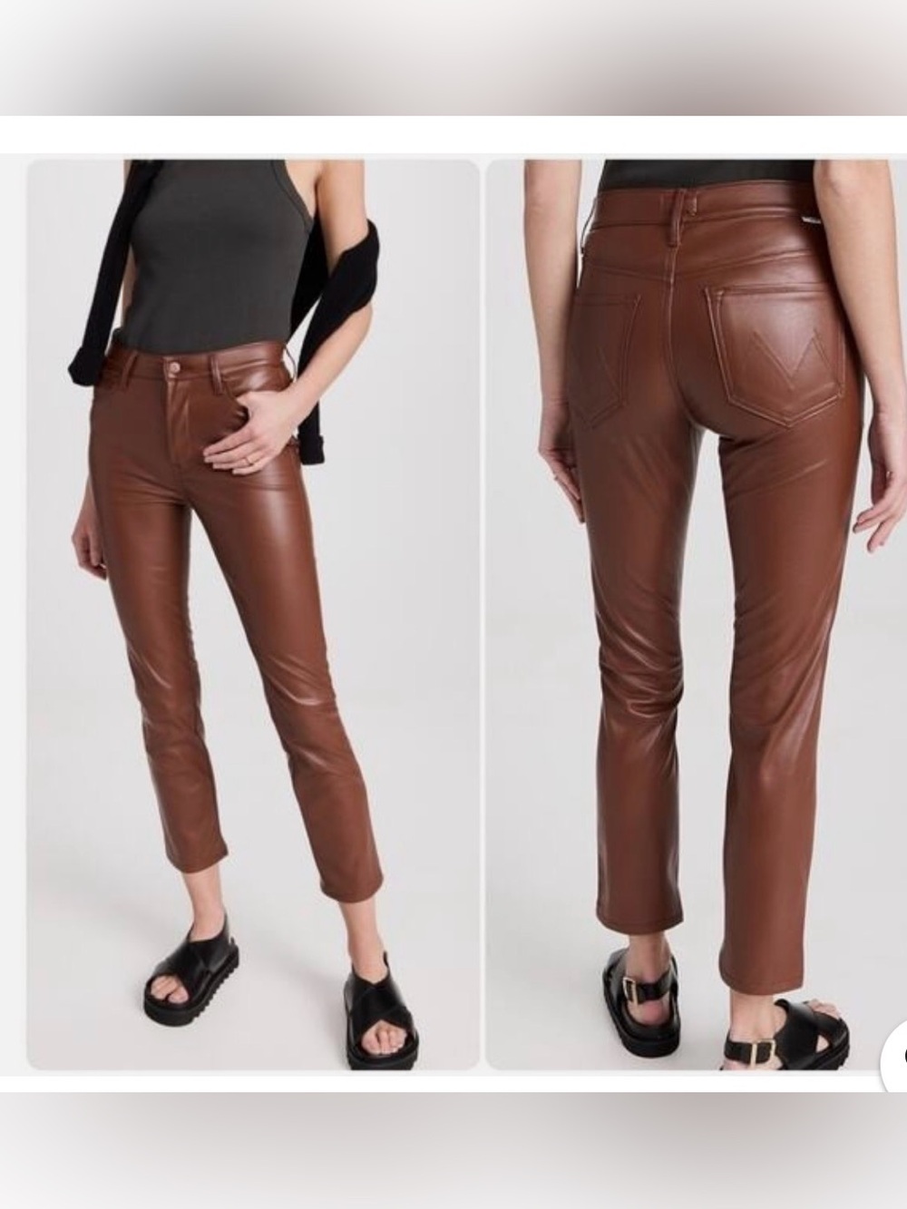 MOTHER Mid Rise Dazzler Ankle Wax On Wax Off  in Friar Brown Size 33